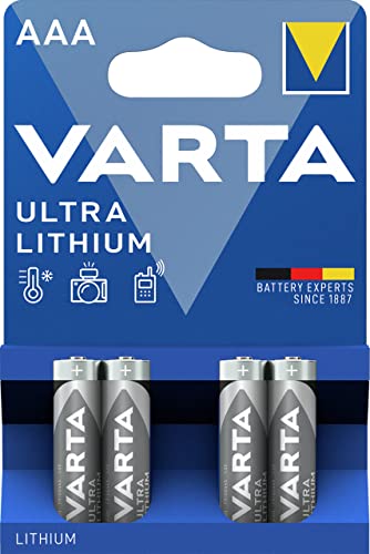 Piles VARTA AAA 4Pièces Ultra Lithium 1,5V pour Appareils Photo Numériques Jouets et GPS Sport Extérieur