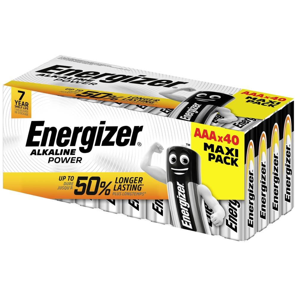 Energizer Power Micro AAA 40 Piles Alcalines au Manganèse 1,5 V pour Éclairage et Panneaux Electriques Lot de 40 Énergy 