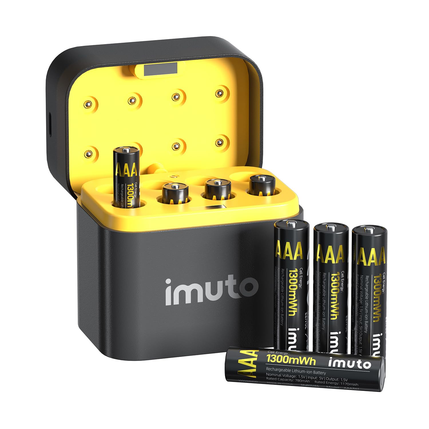 Imuto Rechargeables Piles AAA 1,5V Lithium Lot de 8 | Capacité 1300mWh | Durée de Vie 1600 Cycles