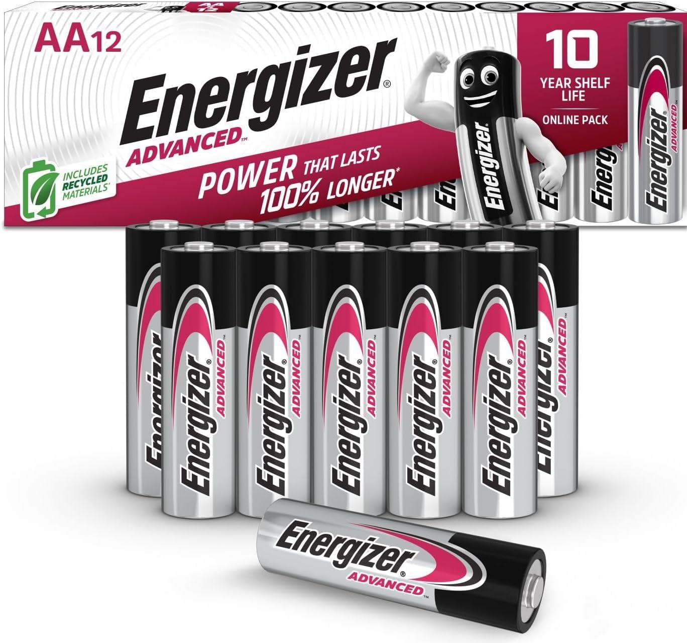 Energizer Piles AA Alcaline Haute Performance 10 Ans Conservation Emballage Recyclable - Pour Télécommandes Jouets Élect